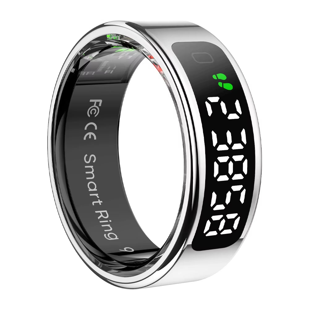2025 R12 Smart Ring with Display Screen and Touch, Wireless Charging, Health Manager, 5 ATM Waterproof for Men Women