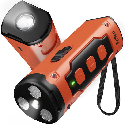 N30 Dog Barking Control Device with Triple Ultrasonic Emitter with 49 Feet Range - Ultrasonic Anti-Barking Device with Flashlight (Orange)