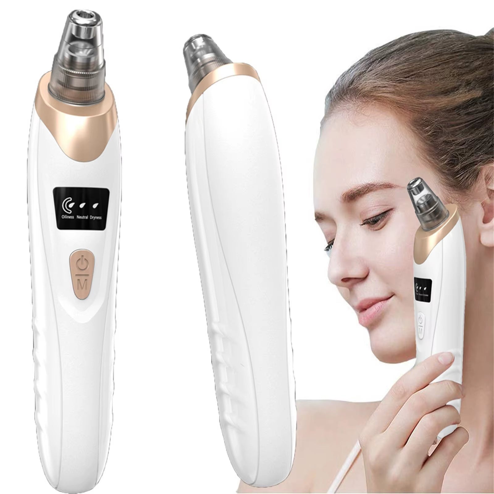 Portable Electric Suction Device Blackhead Remover with 5Probes Household Face Pore Cleaner Cosmetic Instrument with LCD Display