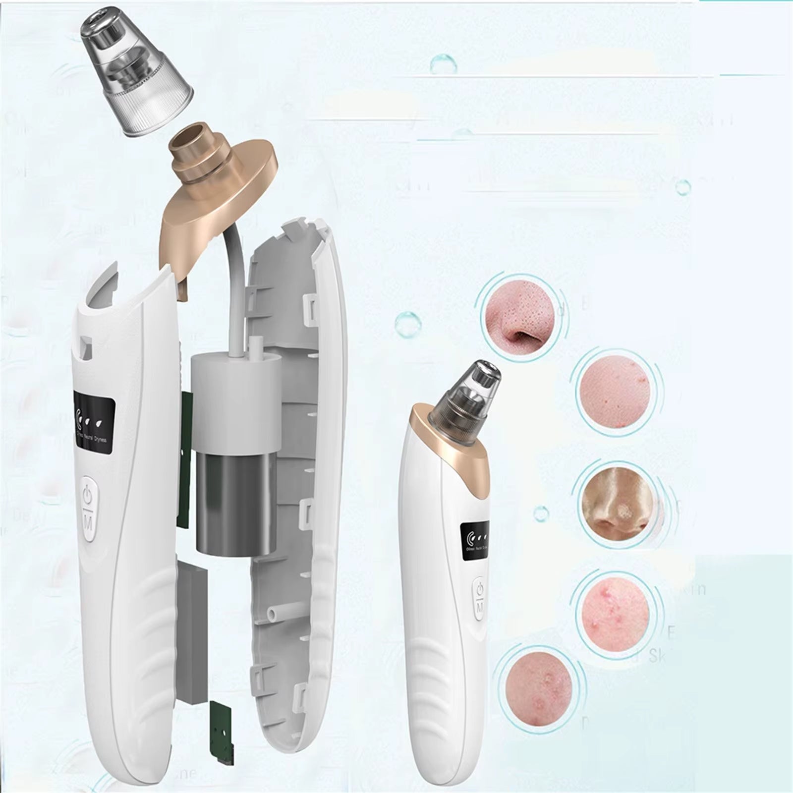 Portable Electric Suction Device Blackhead Remover with 5Probes Household Face Pore Cleaner Cosmetic Instrument with LCD Display